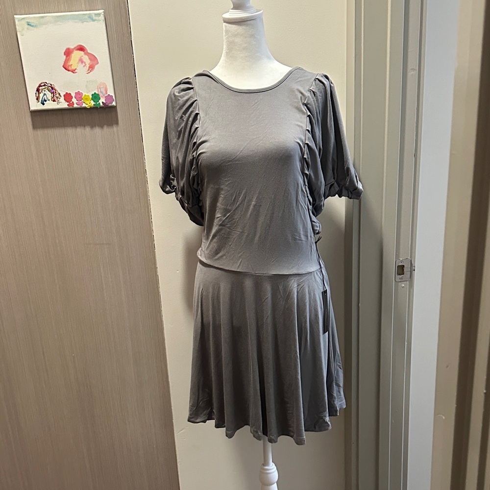 BCBGMaxAzria Charcoal Open Back Dress